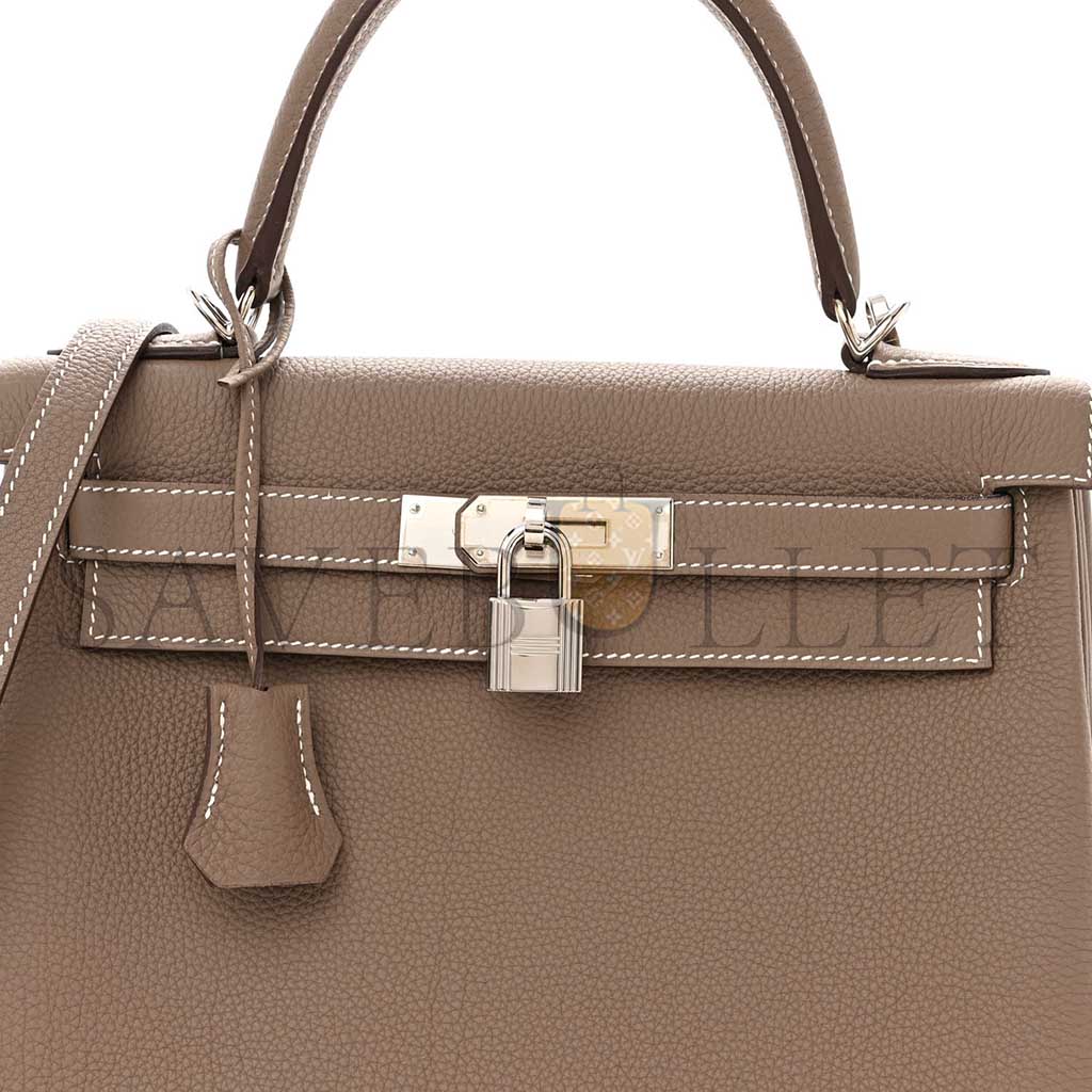 HERMÈS TOGO KELLY RETOURNE 28 ETOUPE (28*22*10cm)